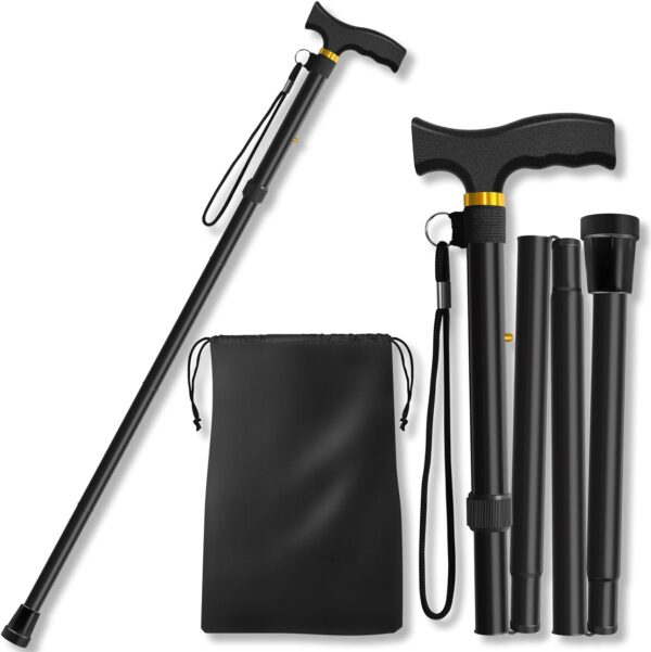 ProBasics Offset Folding Cane, Black 300 lb Weight Capacity